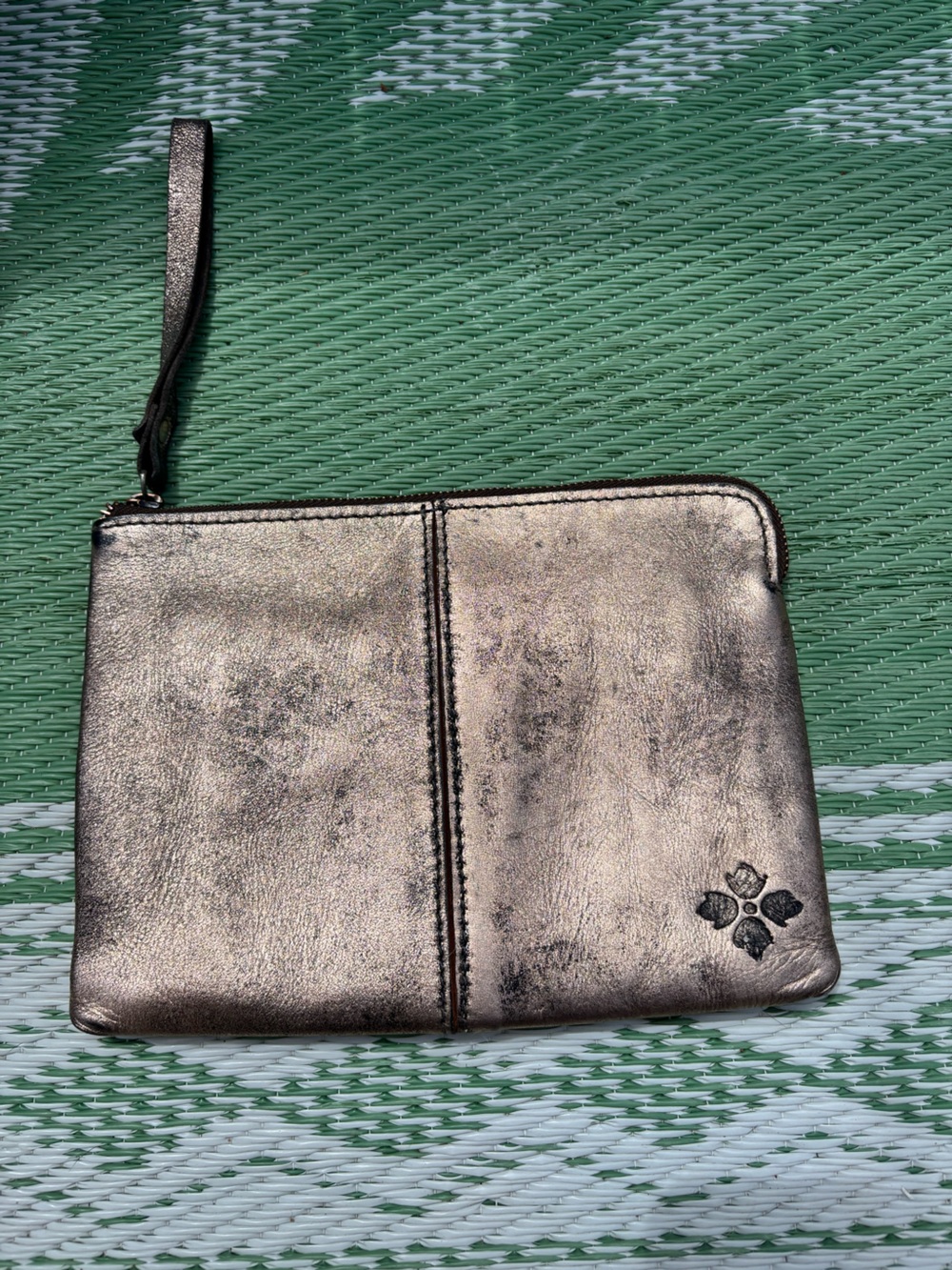 Patricia Nash Metallic Silver Wristlet Clutch